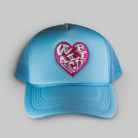 Light Blue Heart Trucker